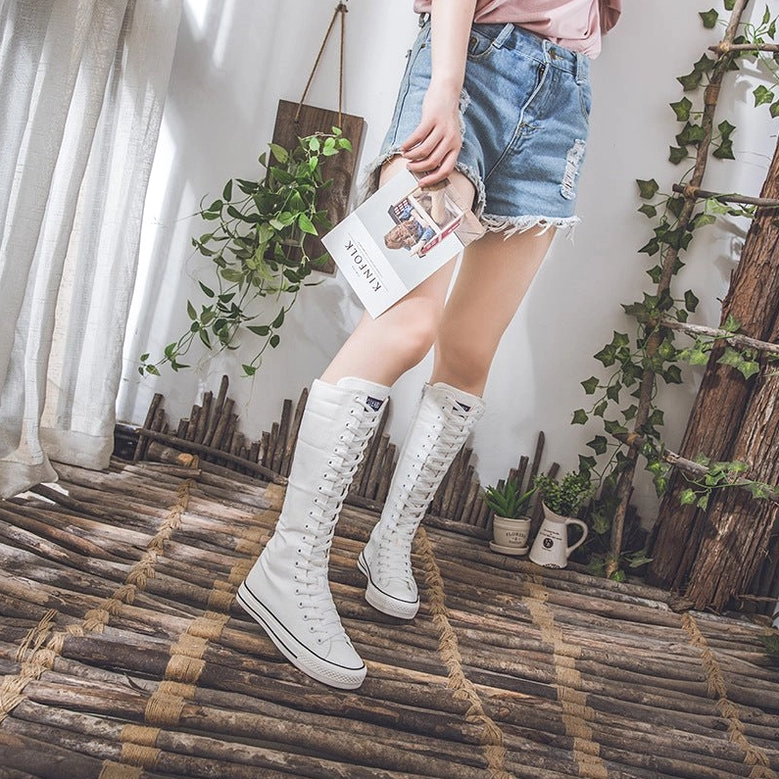 Canvas high-top boot side profile highlighting ankle support and silhouette
