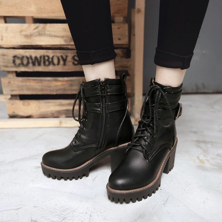 Gothic boots color comparison - black, wine red, and brown palette displayed in studio lighting