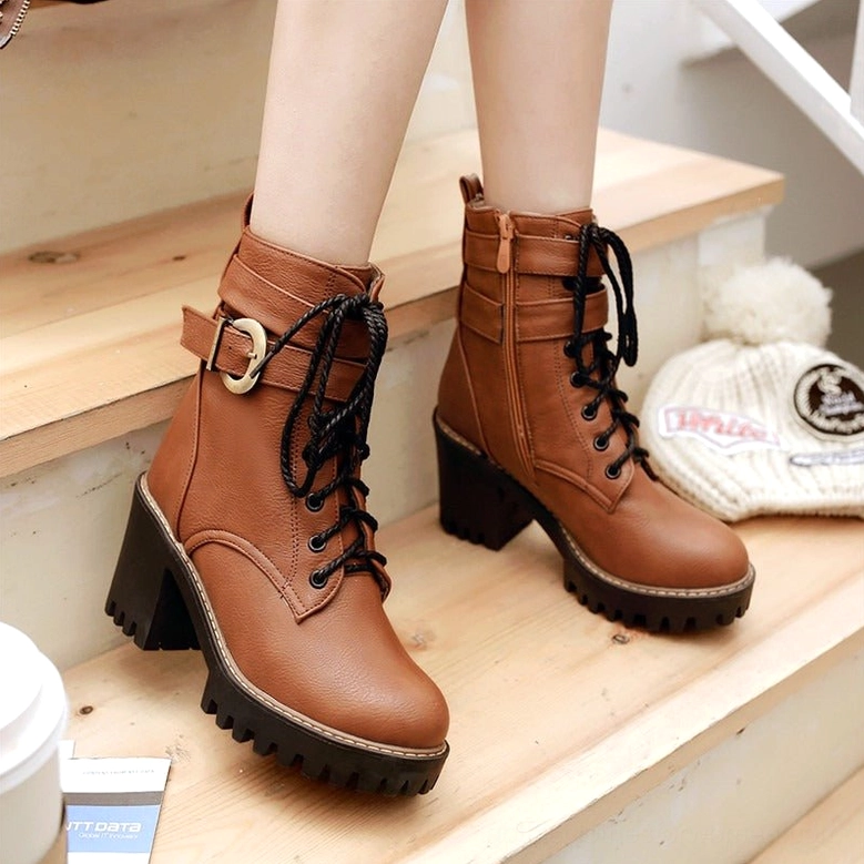 Wine red and brown gothic ankle boots - color variation showcase with square heel detail
