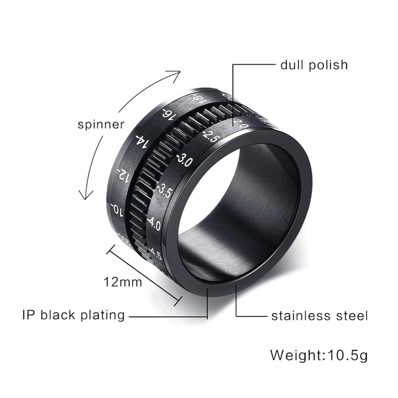 Black stainless steel camera lens ring specifications 12mm width IP black plated matte finish product view