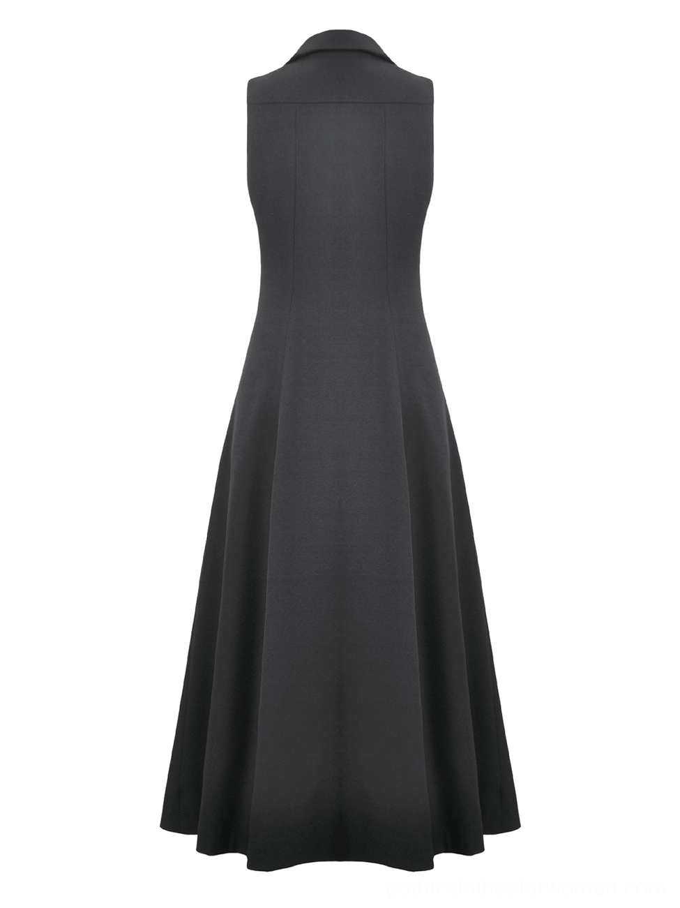 Black gothic cape back flat lay - matte fabric and clean seam construction showing tailored design