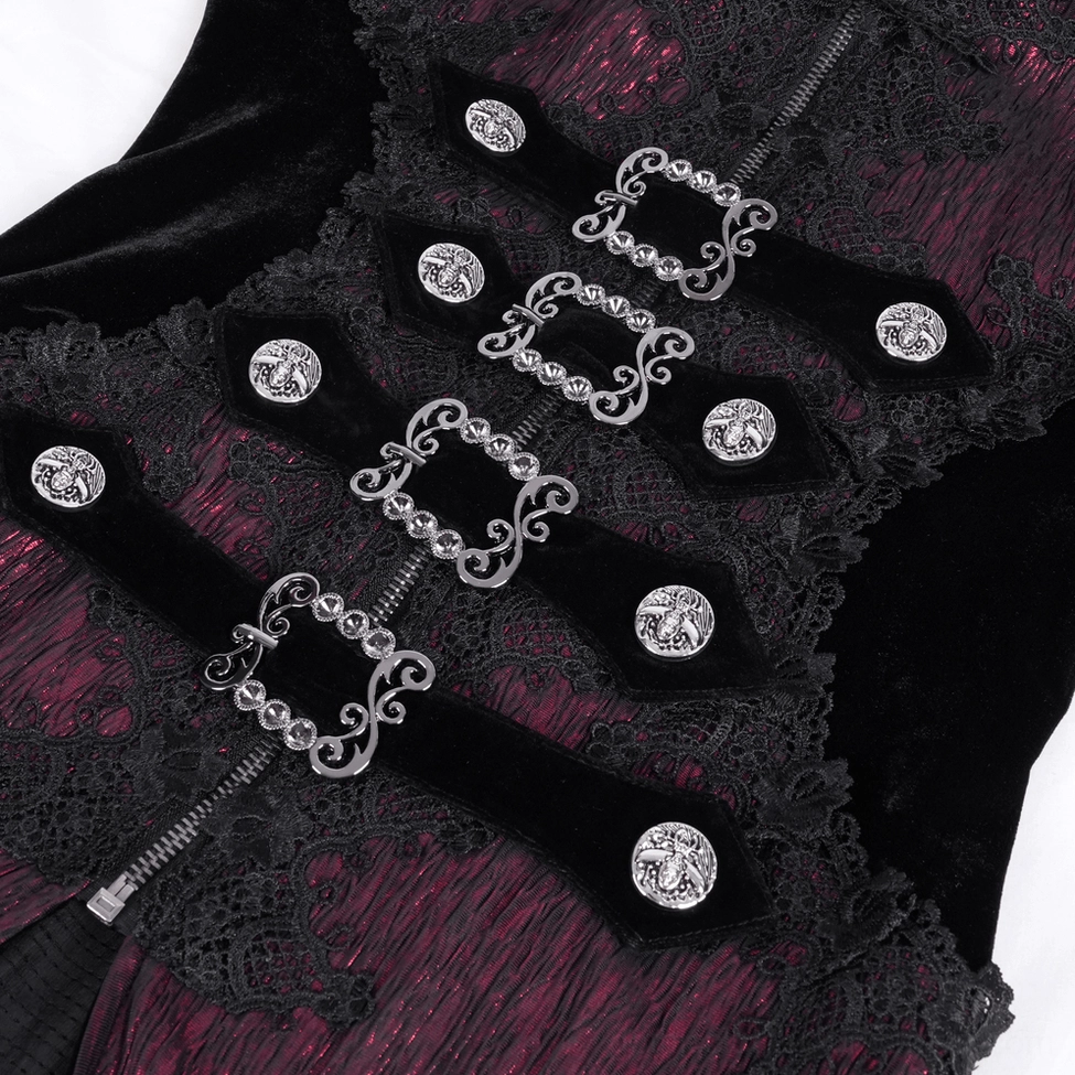 Black lace hooded gothic cape fabric and construction detail, macro view