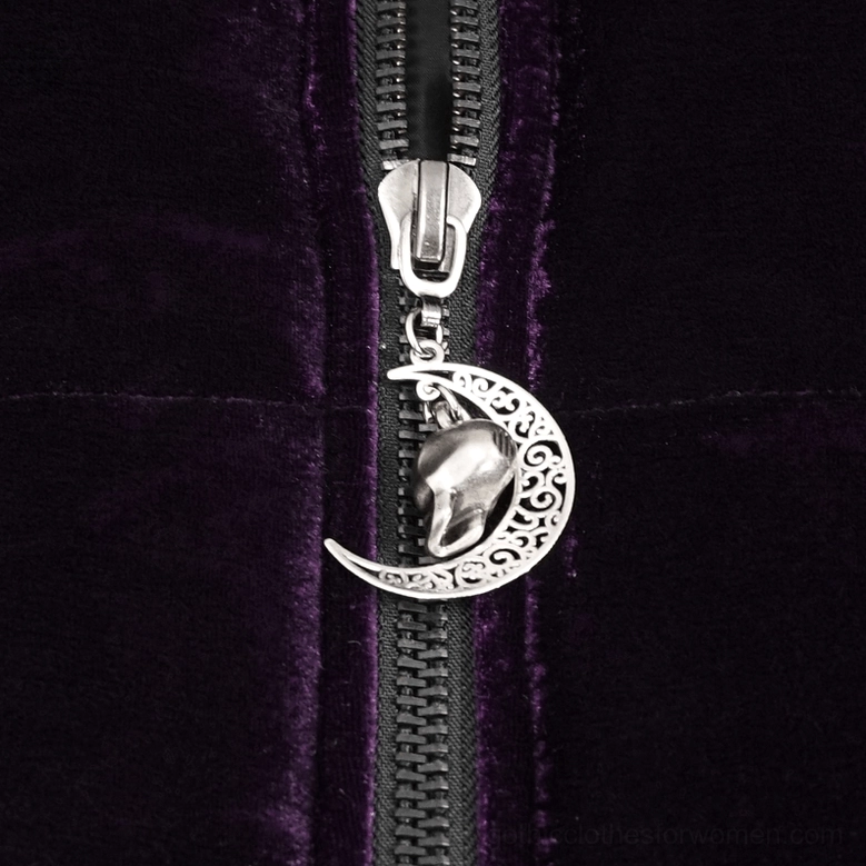 Faux fur hood lining detail on gothic cape showing texture and quality of black fur trim