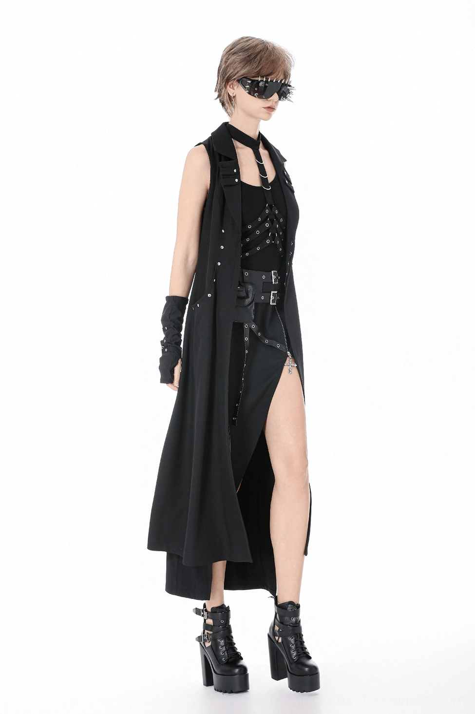 Matte black gothic cape texture - premium polyester-spandex blend showing fabric quality and finish