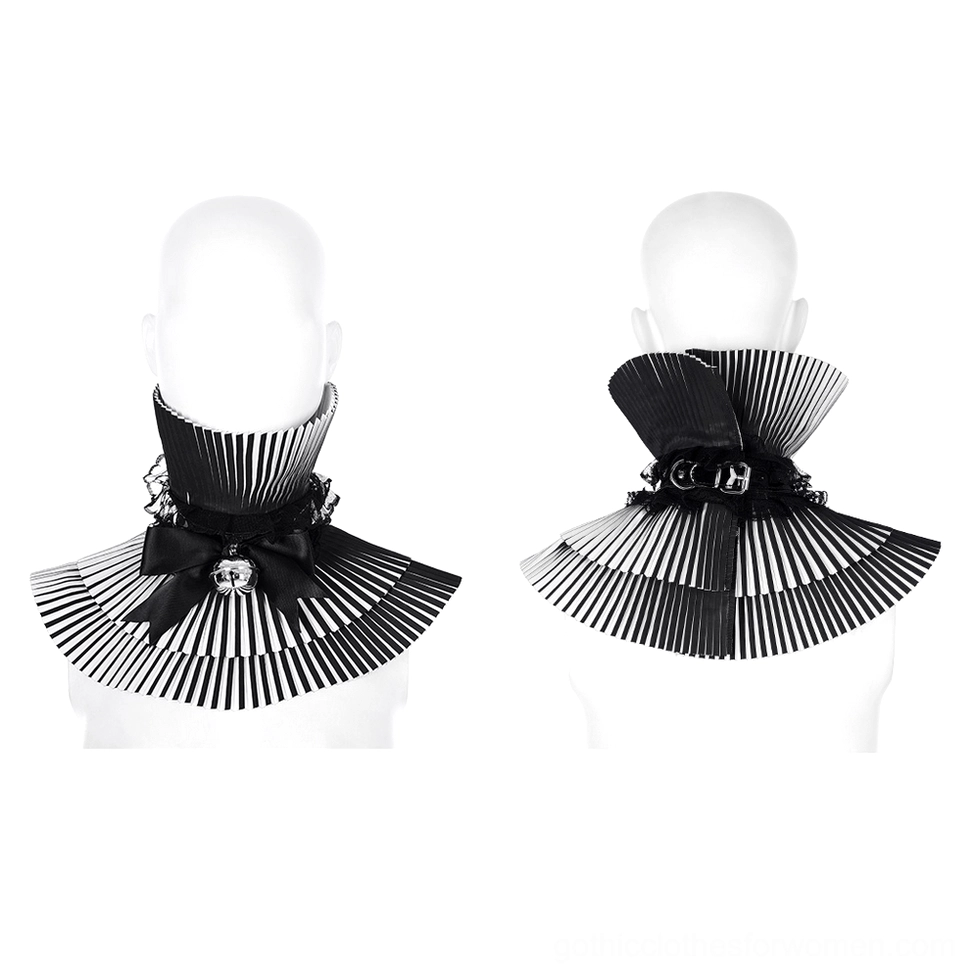 Two variations of gothic detachable choker - left with bow and bell, right with buckle trim design