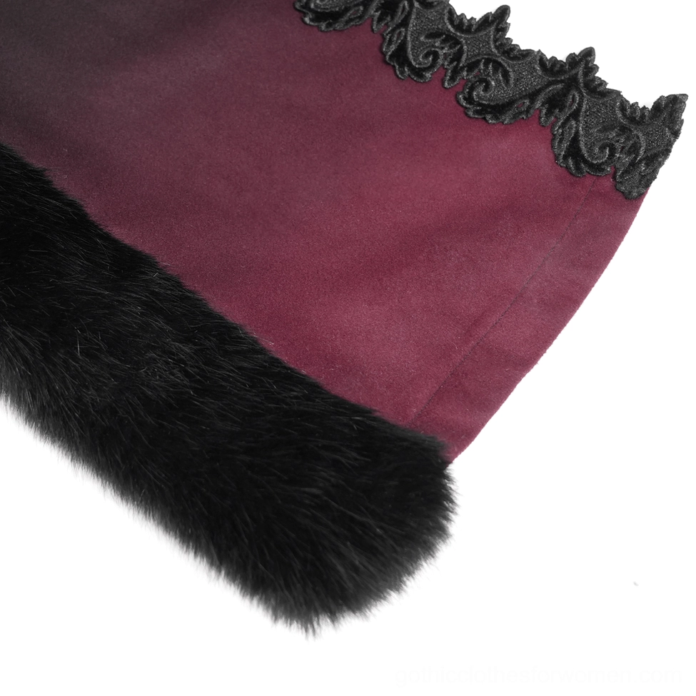 Gothic hooded cloak texture detail showing polyester and viscose fabric blend with subtle sheen