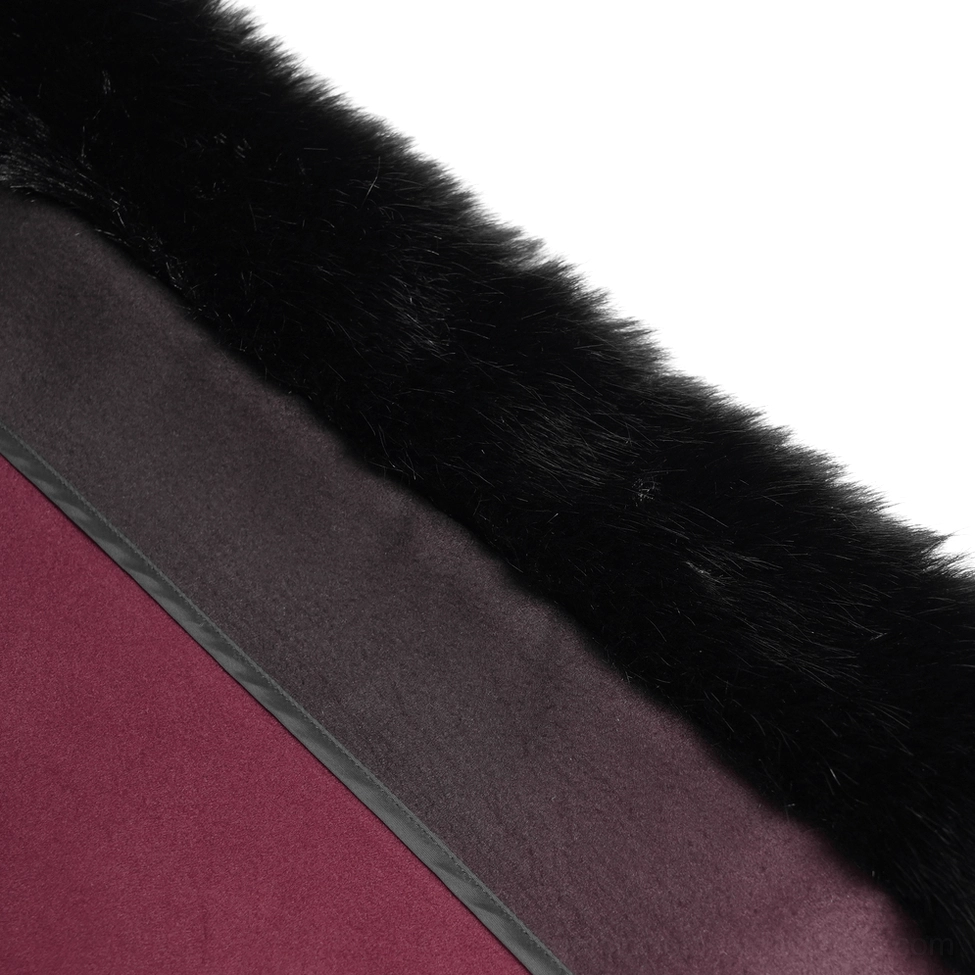 Gothic hooded cloak front placket detail featuring decorative embroidery and alternative fashion elements