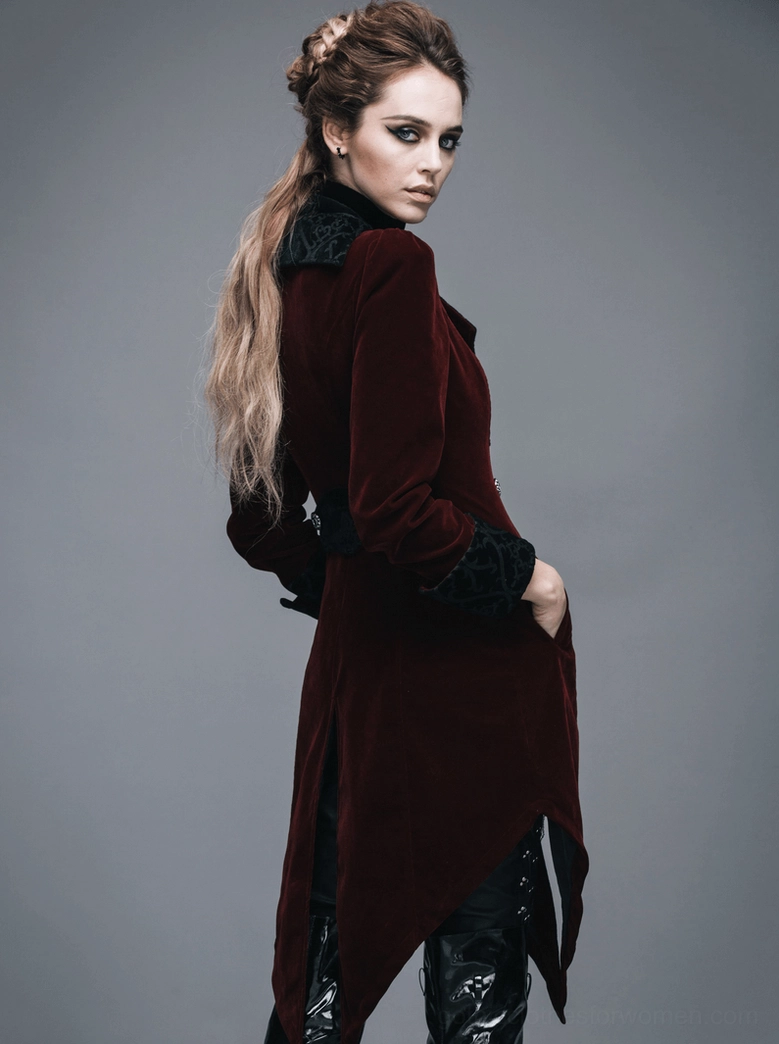 Gothic steampunk coat back hem detail - asymmetrical split and tailored construction