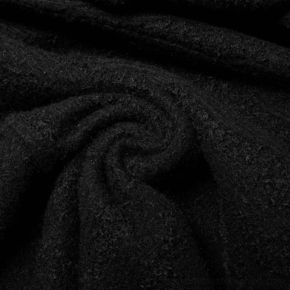 Victorian gothic coat showing fitted waist construction and A-line flared hem design