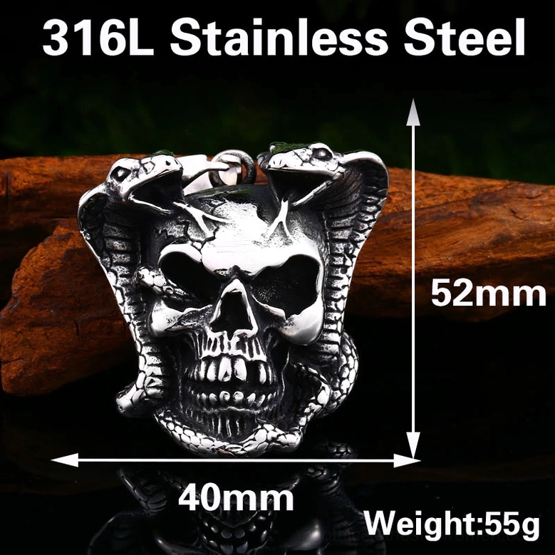 Gothic cobra skull pendant on dark background - moody lighting emphasizing mysterious and dark aesthetic