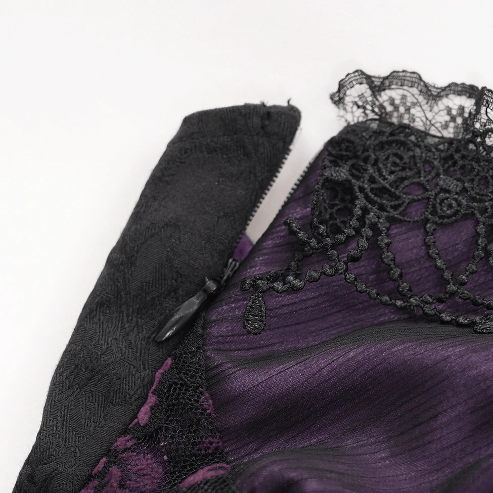 Gothic corset top asymmetrical hemline and side panel detail with floral embellishments