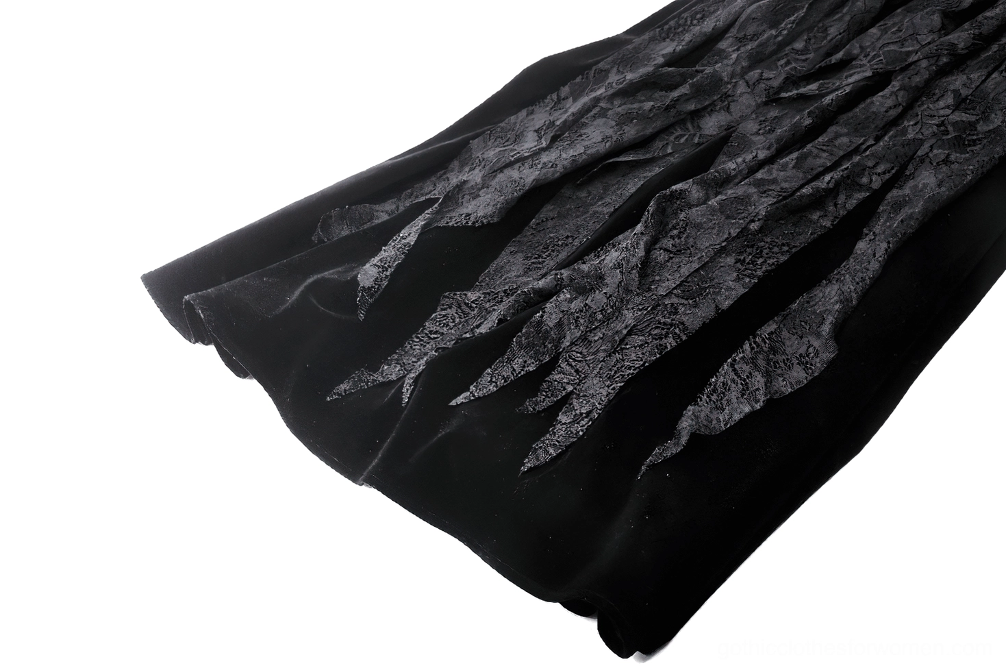 Close-up of gothic corset dress back showing metal eyelets and lace-up fastening system