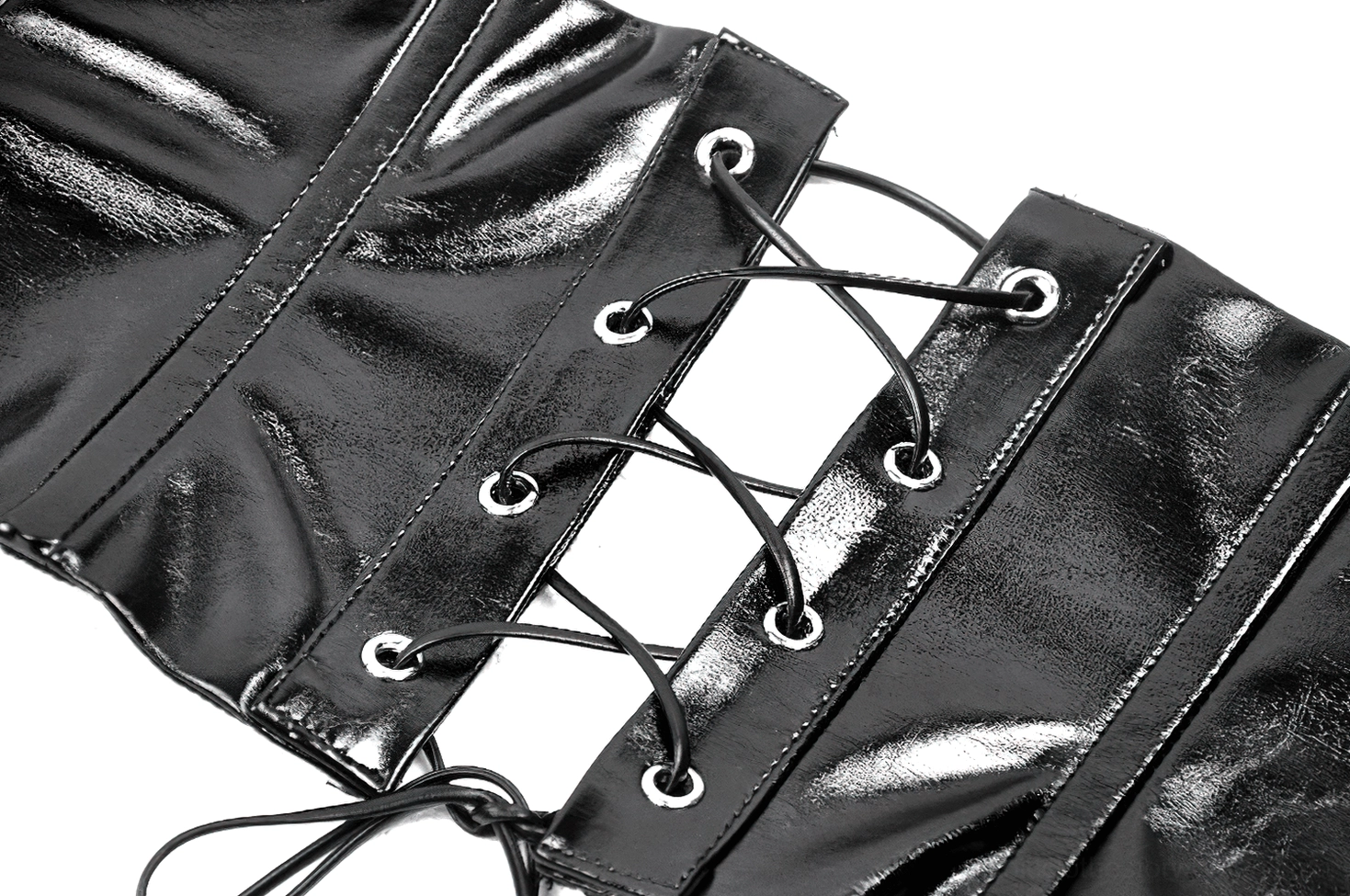 Styled photograph of gothic corset belt worn with alternative fashion pieces and dark aesthetic accessories