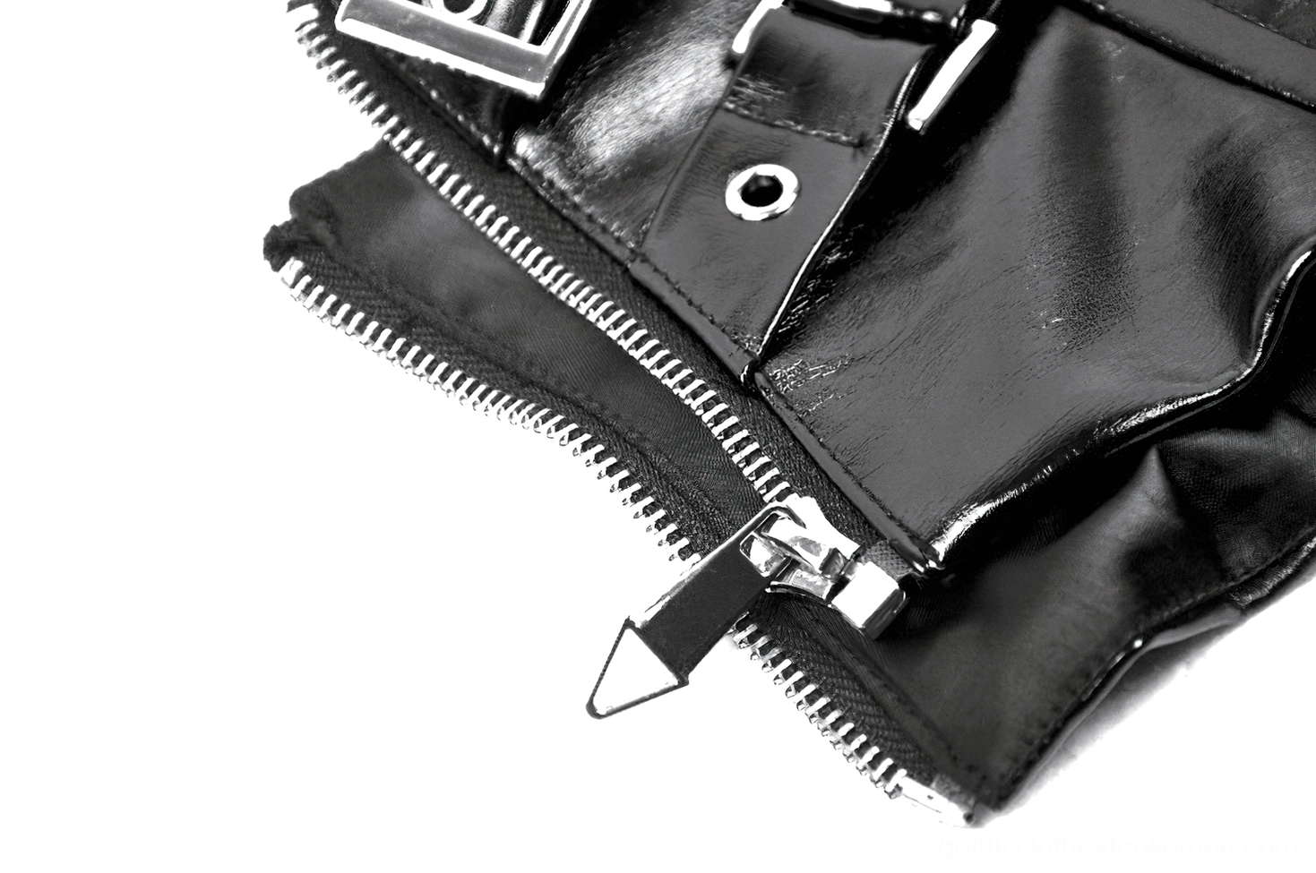 Black leather corset belt product photography showing complete design with adjustable buckle system