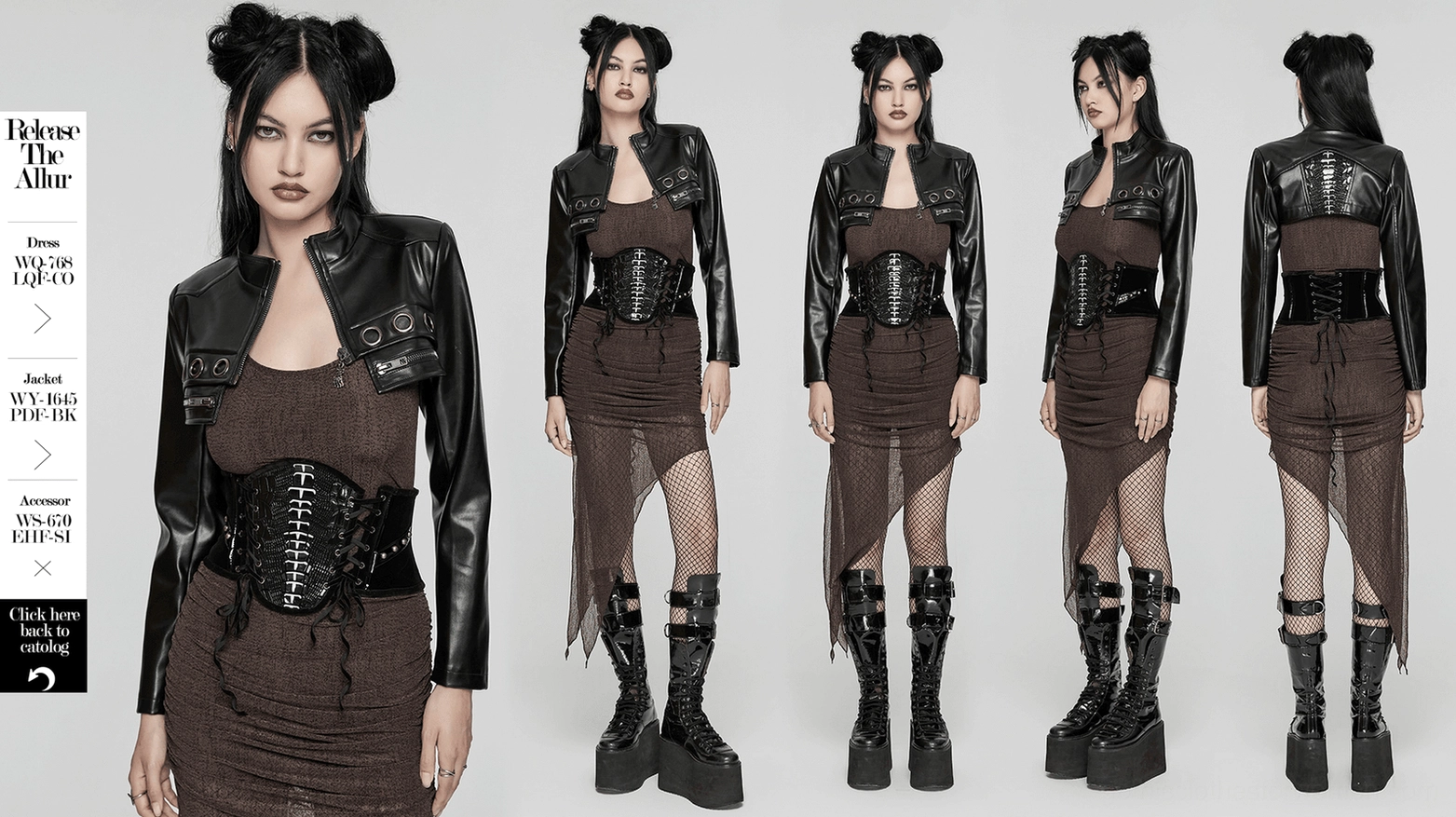 Gothic corset belt architectural detail view emphasizing industrial aesthetic, metal hardware, and structured silhouette engineering