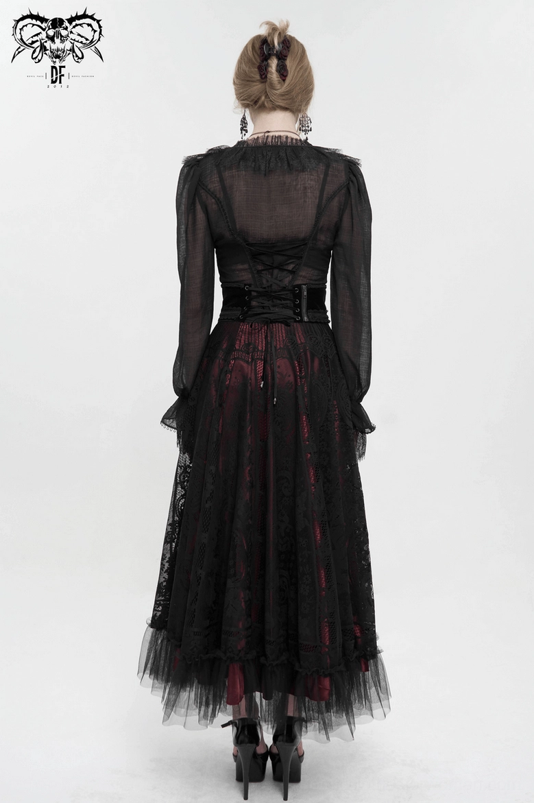 Gothic corset belt overall composition showing proportions, fit guide, and design elements