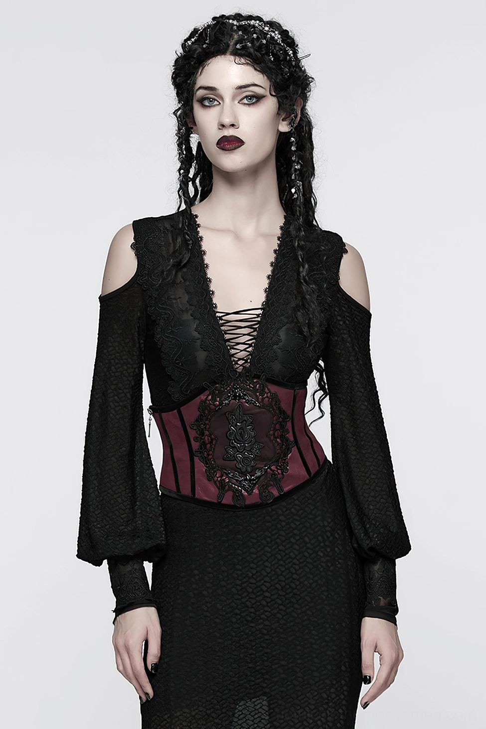 Gothic corset belt style reference image showcasing alternative fashion pairing and dark aesthetic versatility