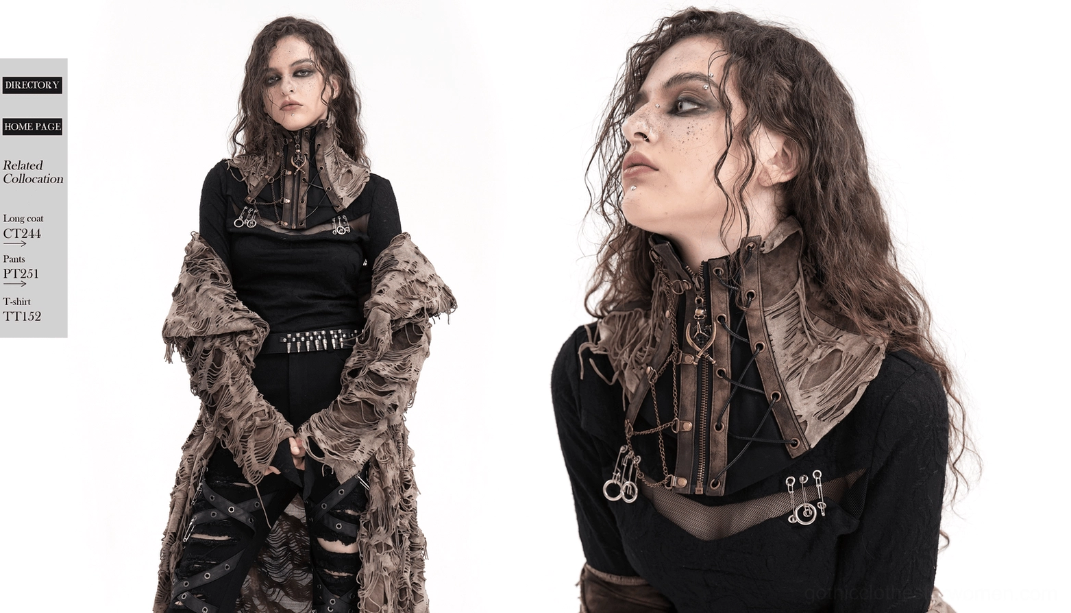 Complete view of gothic corset choker showing elastic back panel, zipper closure, and distressed texture