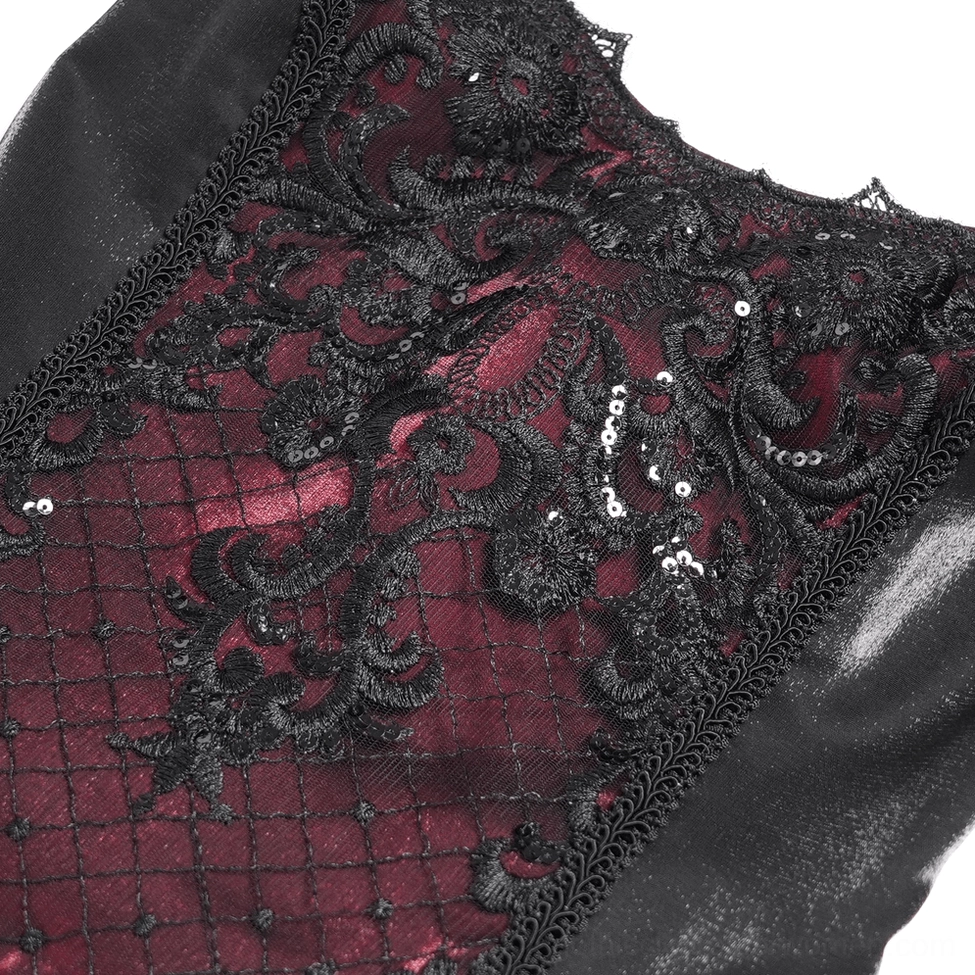 Gothic corset dress bodice embroidery macro close-up floral lace applique sequin embellishments