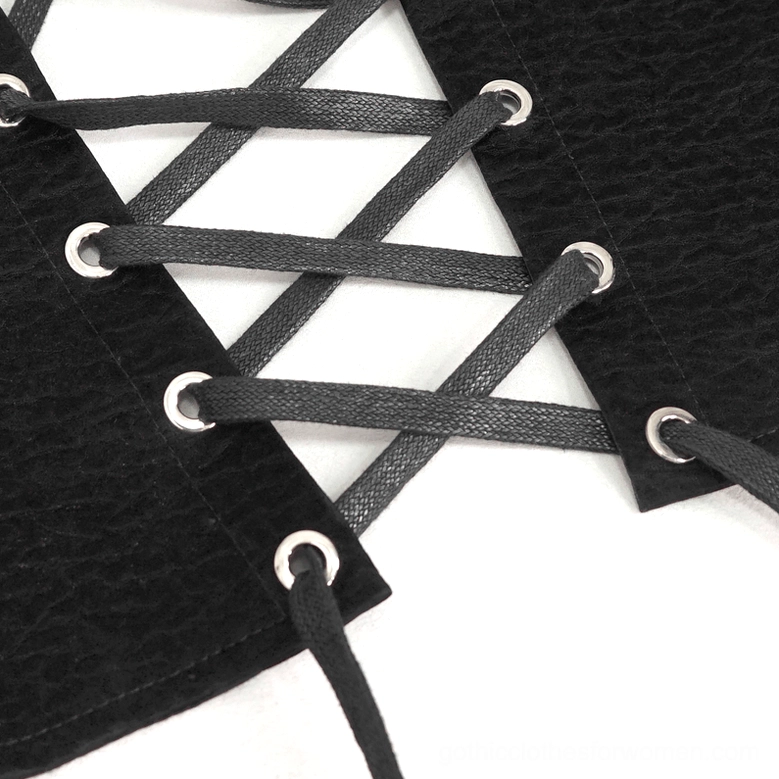 Additional detail shot of rivet overbust corset showing construction and metal embellishment