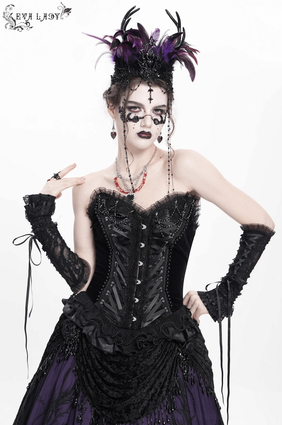 Gothic corset styled ensemble showing how to wear and style this alternative fashion piece