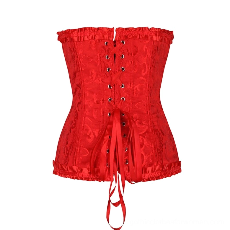 Gothic corset front sweetheart neckline with decorative bow detail