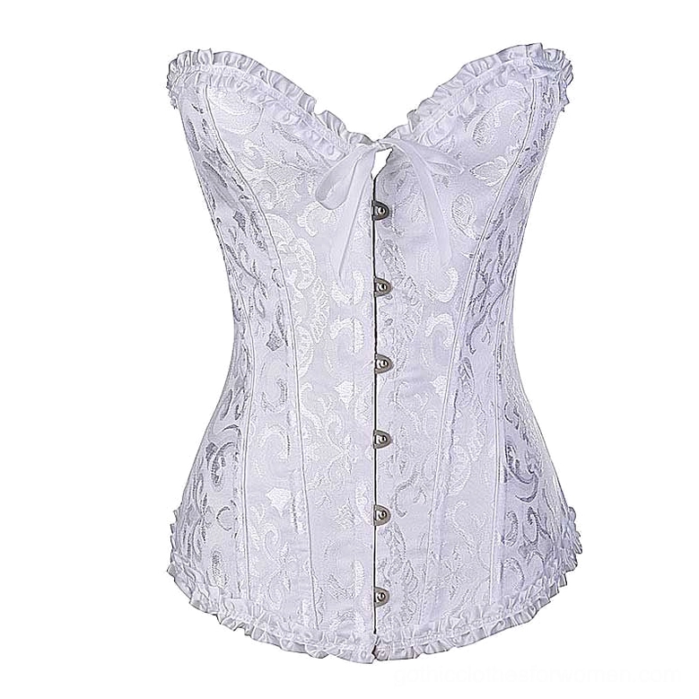 Gothic corset thong set included black floral lace underwear