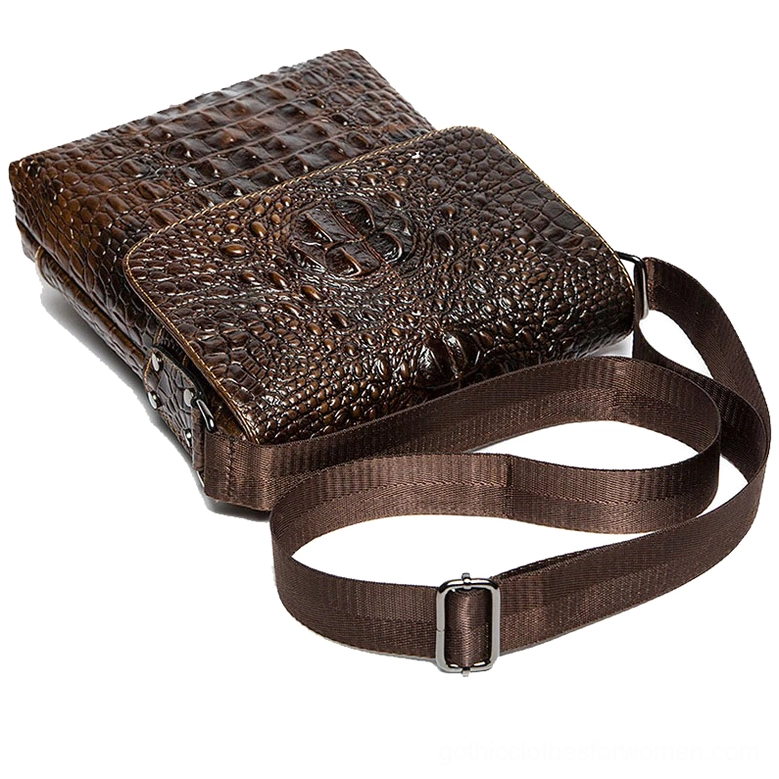 Gothic genuine leather crocodile embossed bag detailed view of craftsmanship and material texture
