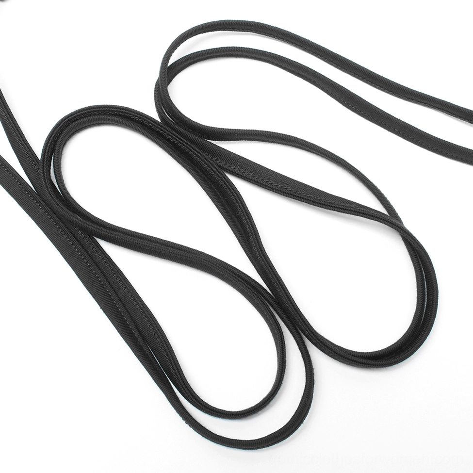 Black elastic tie-waist rope accessory for gothic harness crop tee, adjustable cord closure design