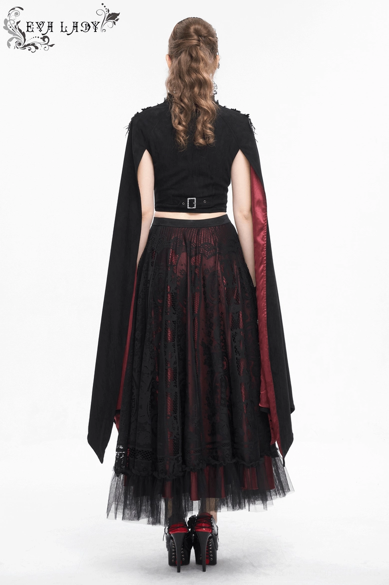 Gothic crop top embroidery and construction detail showing beaded floral applique work on shoulders