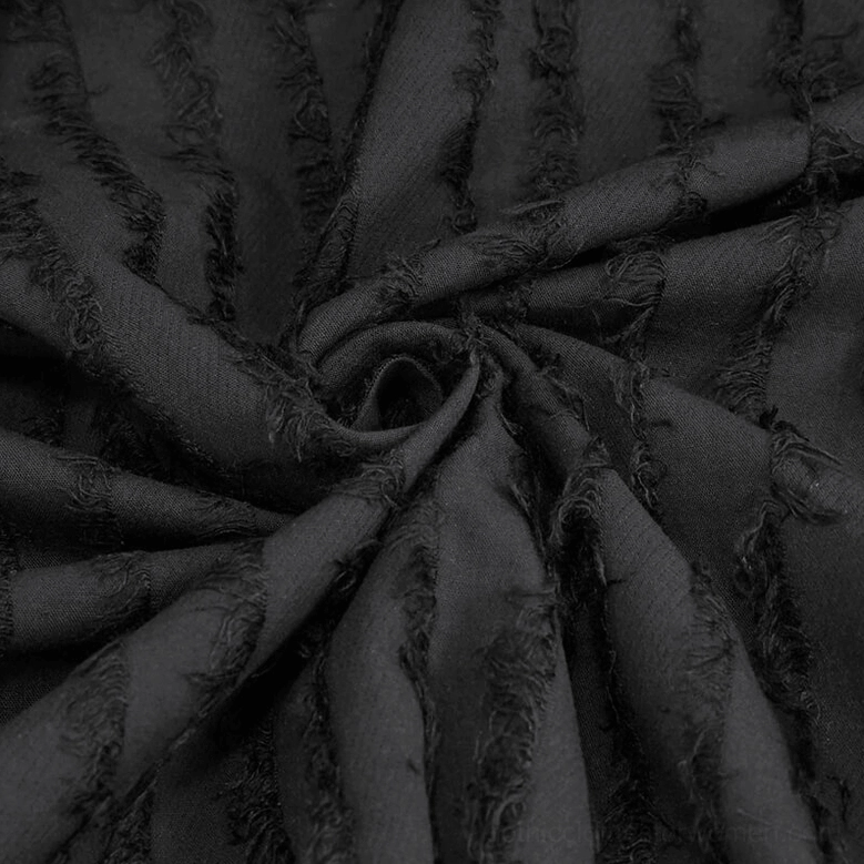 Alternative angle of black gothic lace-up blouse showing corset-inspired waist construction and fabric texture
