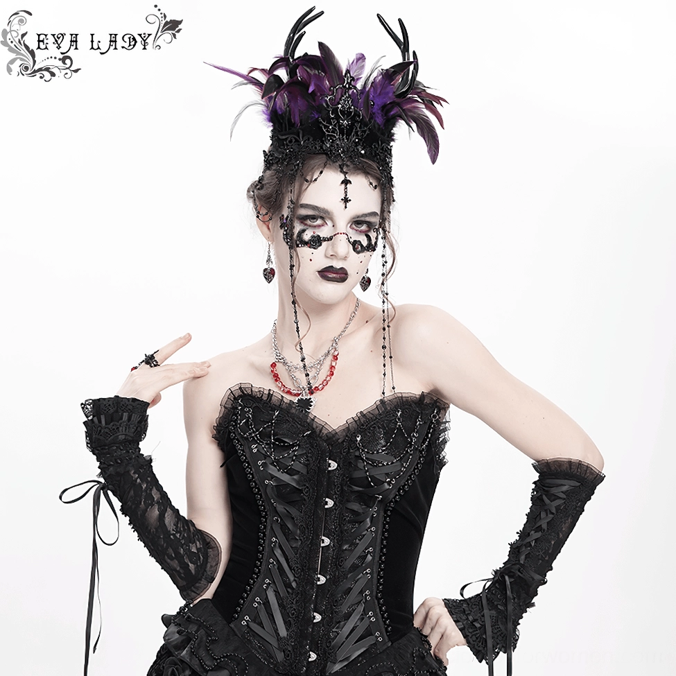 Gothic crown decorative details featuring zinc alloy metalwork with cross ornaments and feather crown construction