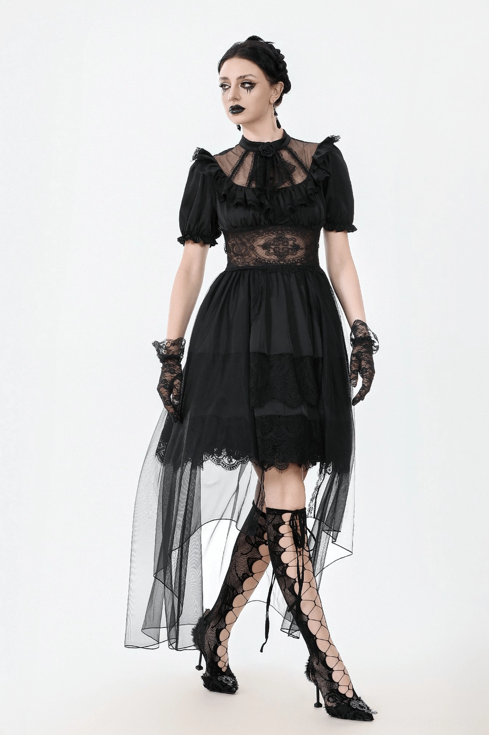 Gothic dress corset back lacing system adjustable fit demonstration