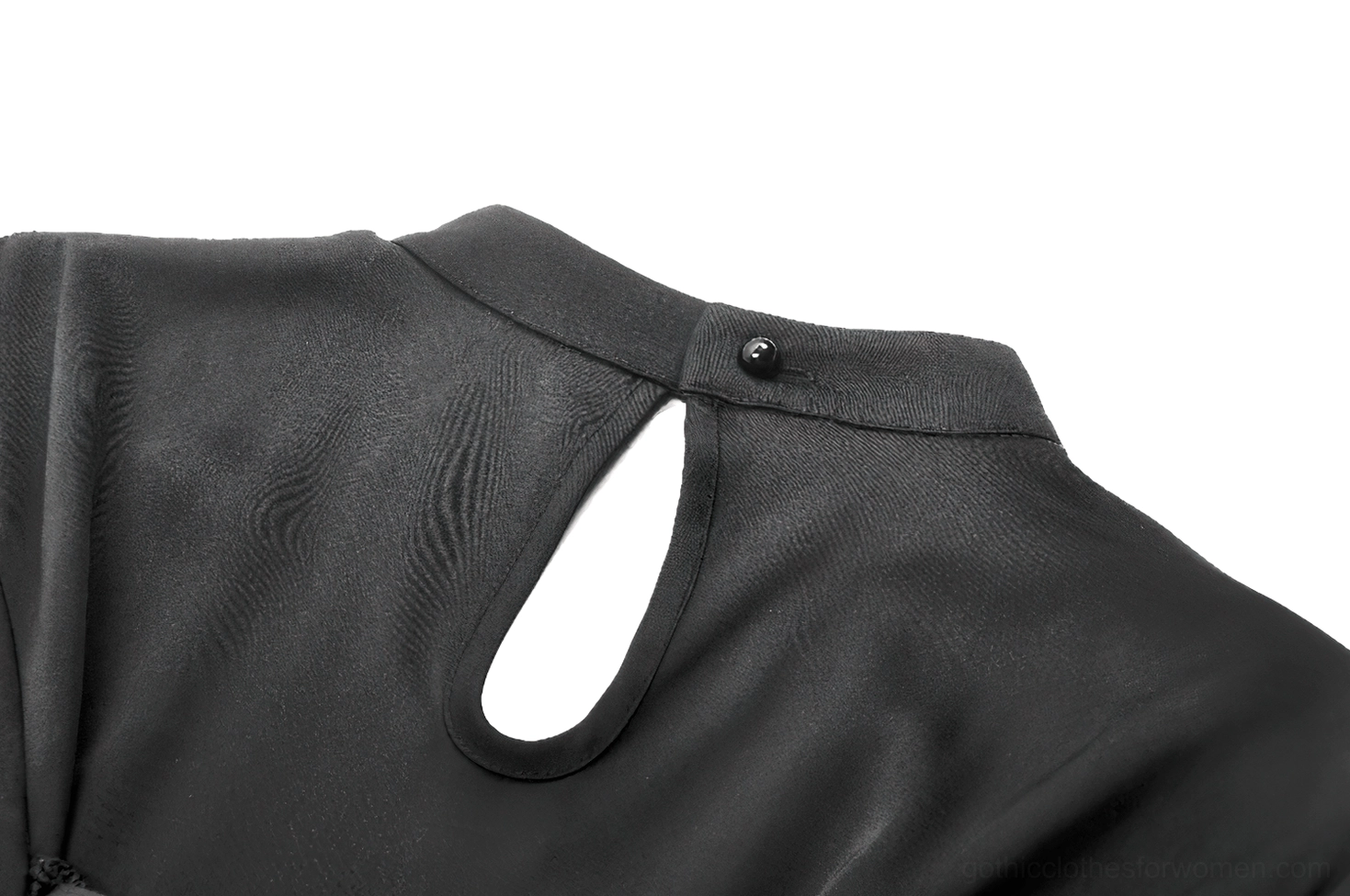 Gothic puff sleeve dress back silhouette with corset lacing full view