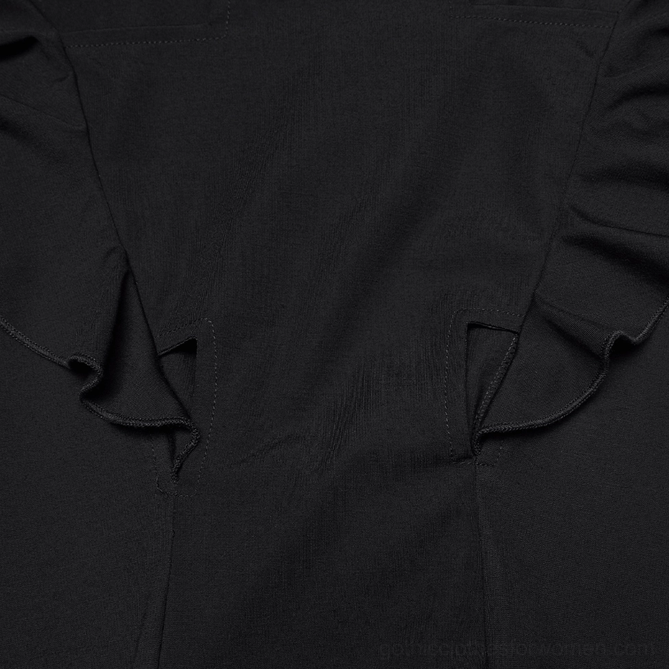Black gothic high-low dress fabric texture and drape showcase - soft knit material detail