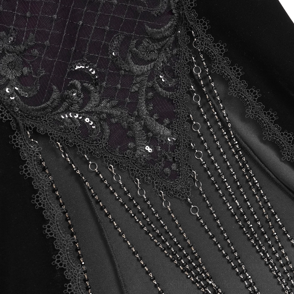 Lace-up back closure detail on gothic mermaid dress showing adjustable corset lacing mechanism