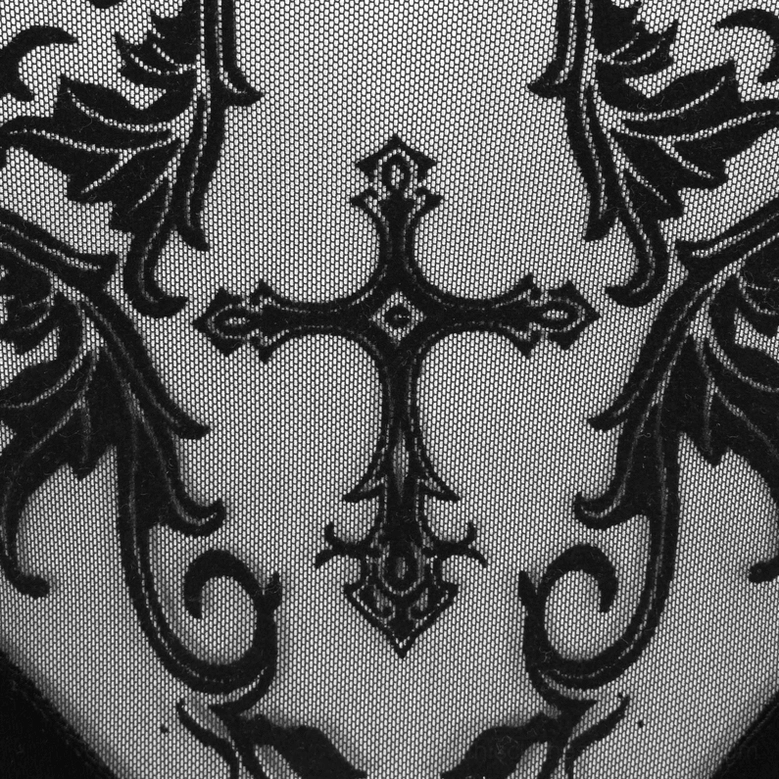 Gothic dress side mesh panel and split detail with tassel accent and filigree pattern