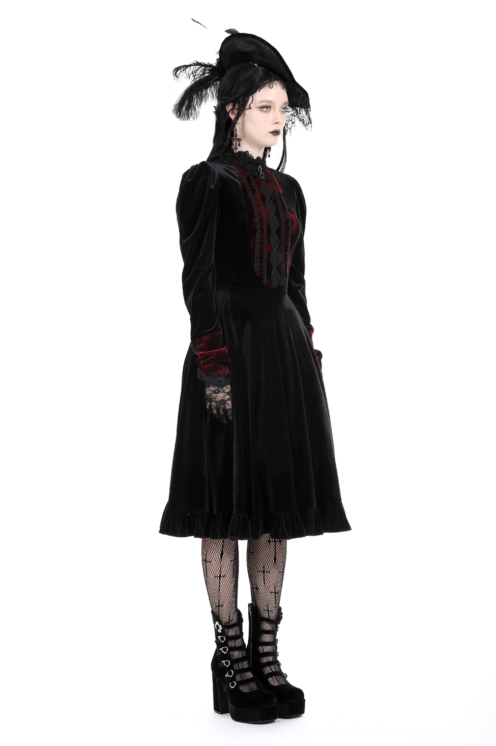 Black velvet gothic dress size measurement guide and fit comparison chart