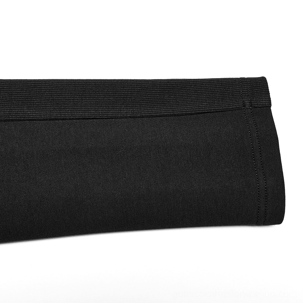 Black elastic adjustable buckle belt close-up detail with smooth woven fabric texture