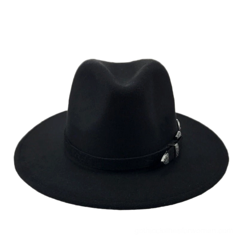 Gothic vintage fedora collection overview showing multiple color options and buckle details