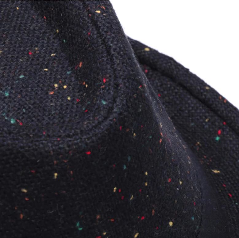 Gothic fedora hat close-up of ribbon band trim and crown construction details