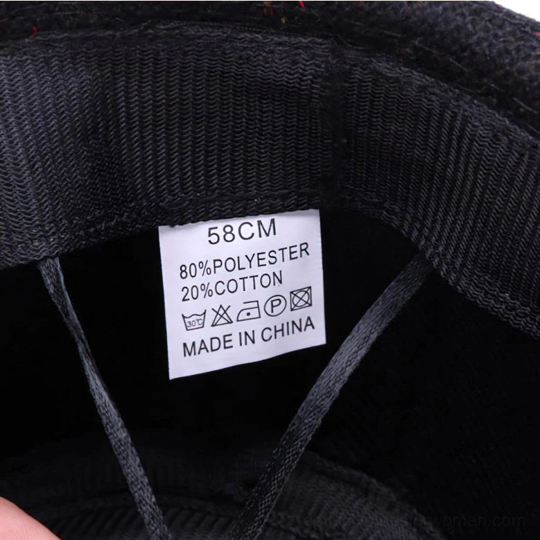 Gothic fedora hat detail shot of speckled wool fabric texture and premium felt quality