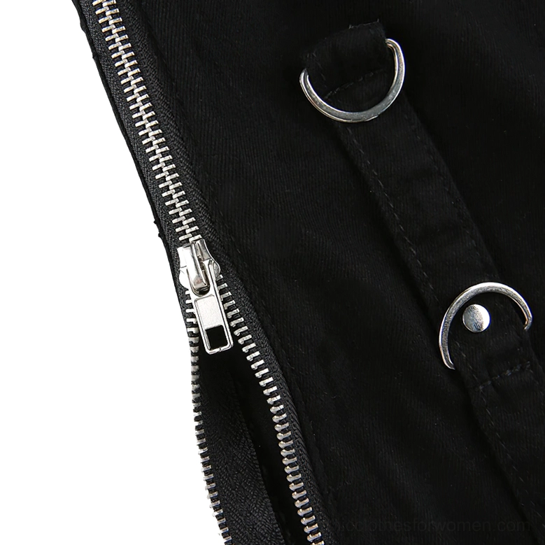 Black gothic flared pants lifestyle shot showcasing style with alternative fashion aesthetic