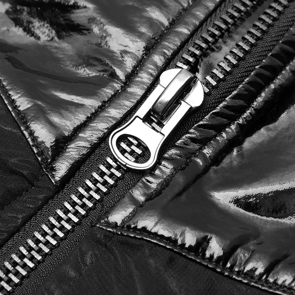 Gothic half skirt zipper and seam detail - reinforced metal zipper close-up