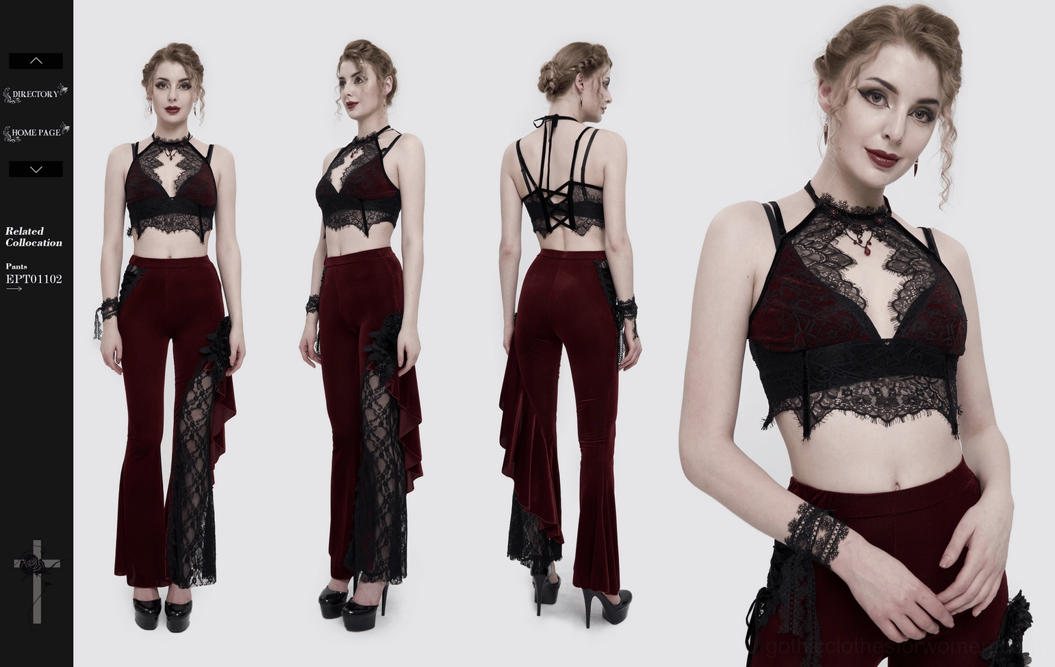 Wine red black gothic velvet halter bra worn styling showing how to layer under sheer gothic clothing and mesh tops