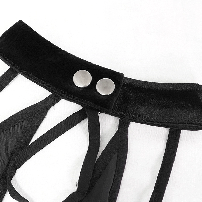 Gothic halter crop top and matching skirt ensemble final styling view, complete alternative fashion outfit presentation