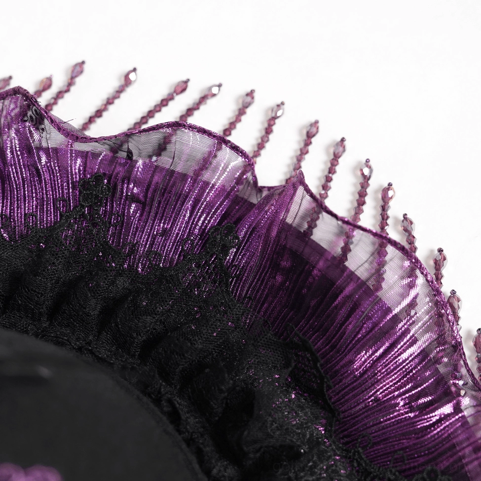 Gothic wide brim hat alternative angle showing brim width and theatrical drape