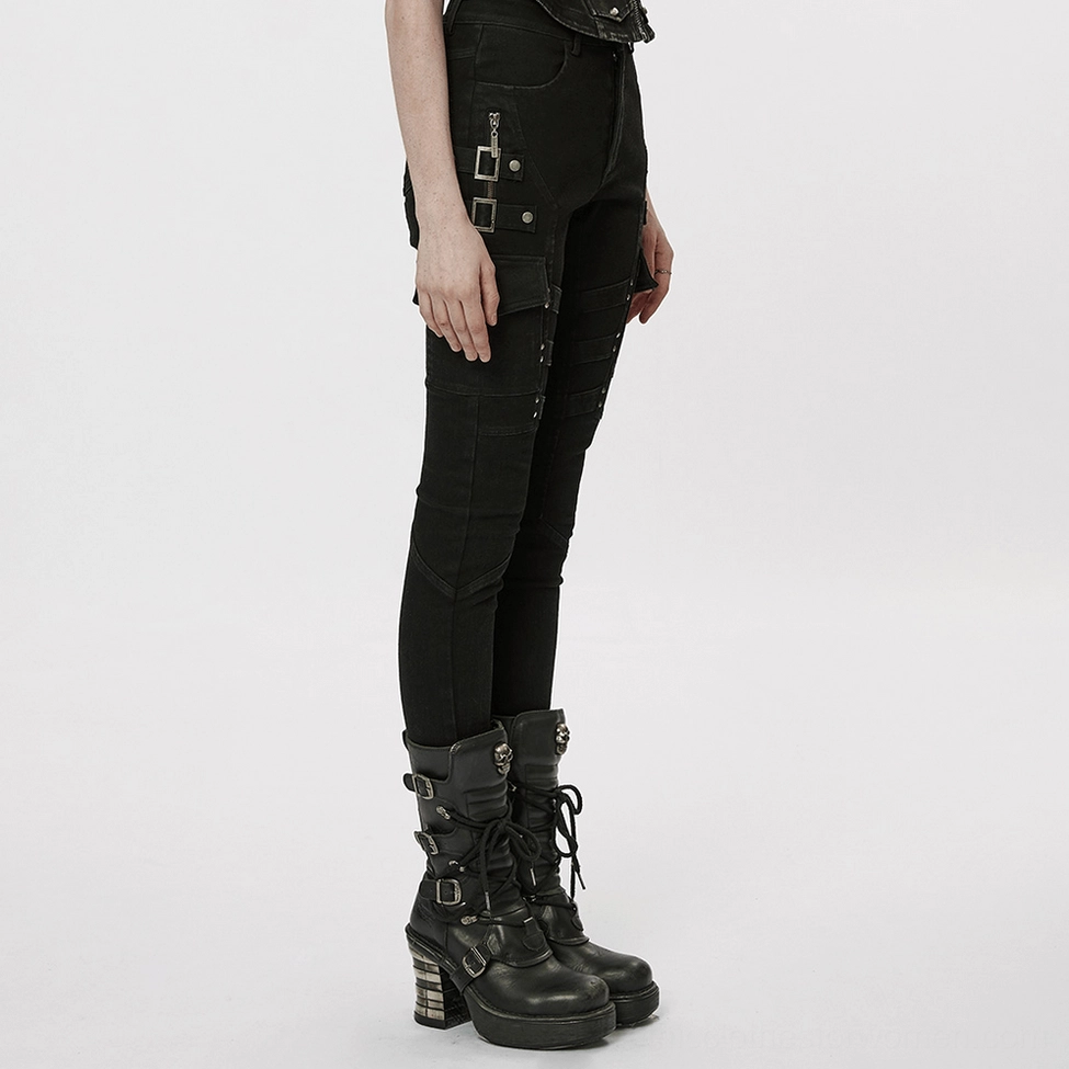Black gothic jeans material and fabric texture close-up, washed denim construction detail