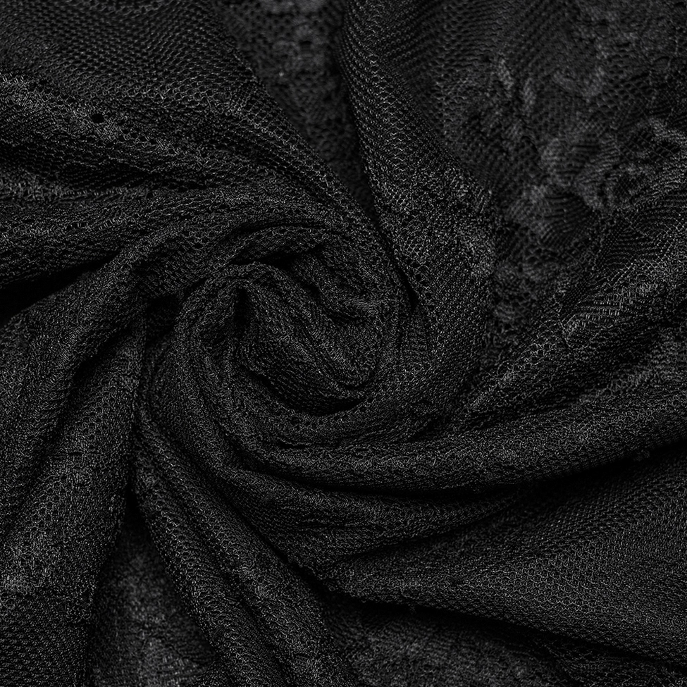 Black lace gothic blouse seam detail - professional construction and finishing