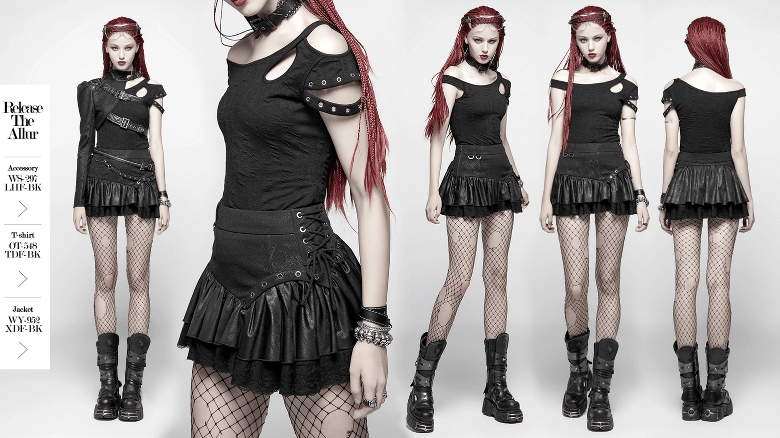 Black gothic lace ruffle mini skirt complete styling guide view for alternative goth fashion